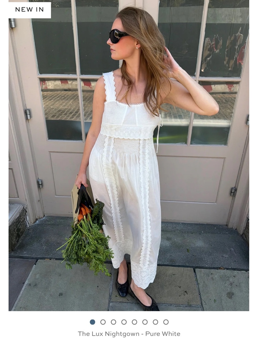 Hill House White Lace-Trim Maxi Dress